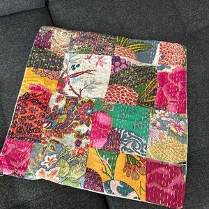 Hand embroidered 14” Kantha Patchwork Indian Cushion Cover